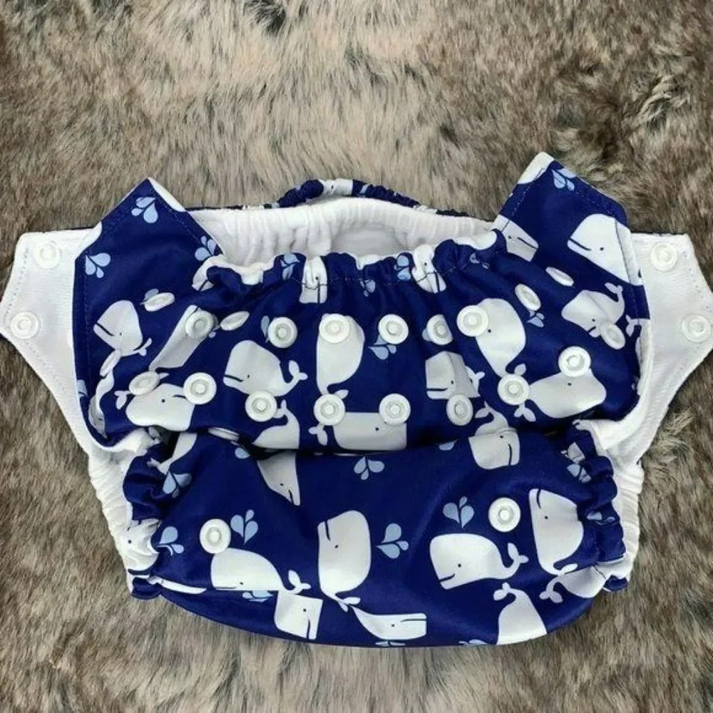 Bee Changed Girls‎ Boys Blue Whale Adjustable Snap Diaper Adjustable